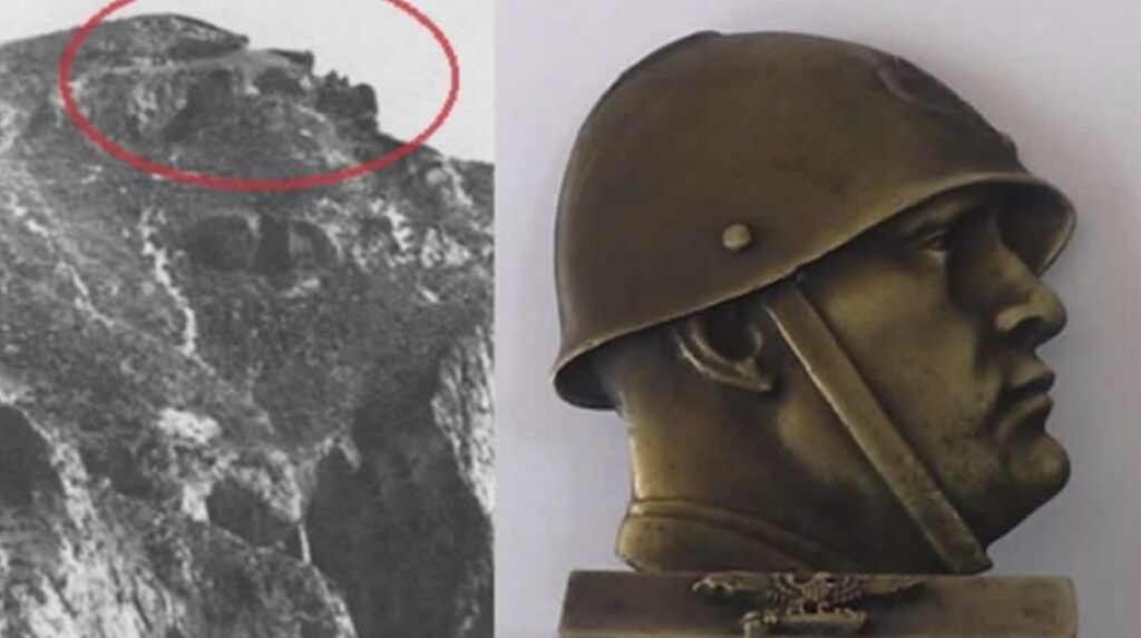 il volto di Mussolini sulla montagna come appariva nel 1940